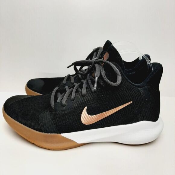 NIKE Precision 3 Black Metallic Copper Swoosh Athletic Shoes Runners Sz 8 - Picture 9 of 15